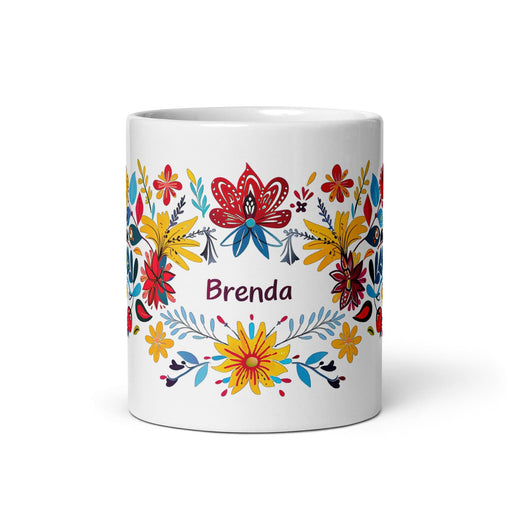 Brenda Exclusive Name Art Piece Home Office Work Coffee Mug Mexican Spanish Pride Gift Cup One-Of-A-Kind Calligraphy White Glossy Mug | B9 Mexicada