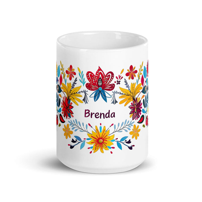 Brenda Exclusive Name Art Piece Home Office Work Coffee Mug Mexican Spanish Pride Gift Cup One-Of-A-Kind Calligraphy White Glossy Mug | B9 Mexicada