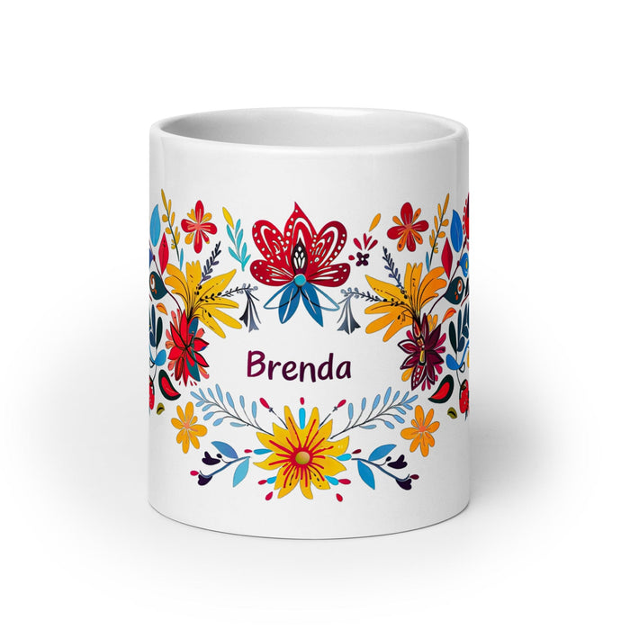 Brenda Exclusive Name Art Piece Home Office Work Coffee Mug Mexican Spanish Pride Gift Cup One-Of-A-Kind Calligraphy White Glossy Mug | B9 Mexicada