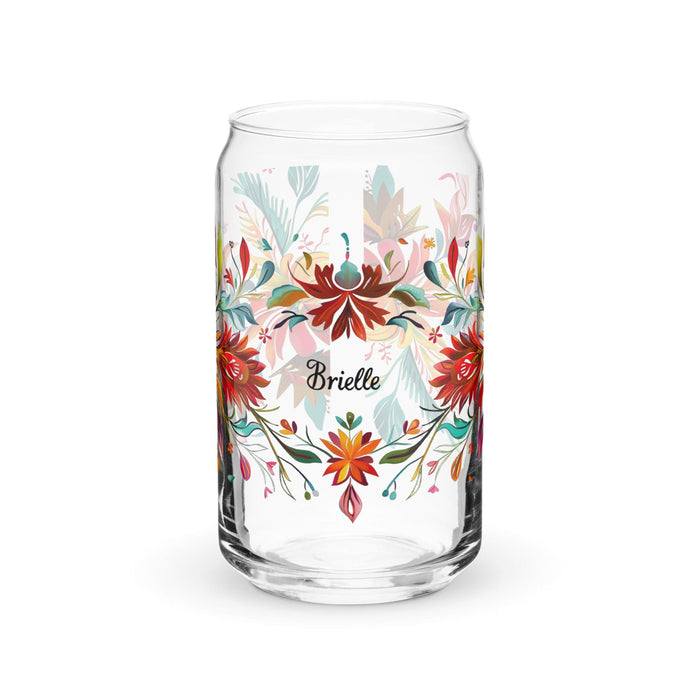 Brielle Exclusive Name Art Piece Can-Shaped Glass Home Office Work Mexican Spanish Pride Gift Cup One-Of-A-Kind Calligraphy Glass | B1 Mexicada 16 oz