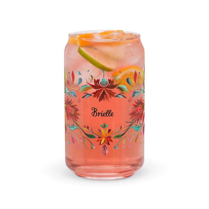 Brielle Exclusive Name Art Piece Can-Shaped Glass Home Office Work Mexican Spanish Pride Gift Cup One-Of-A-Kind Calligraphy Glass | B1 Mexicada