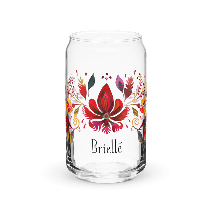 Brielle Exclusive Name Art Piece Can-Shaped Glass Home Office Work Mexican Spanish Pride Gift Cup One-Of-A-Kind Calligraphy Glass | B11 Mexicada 16 oz