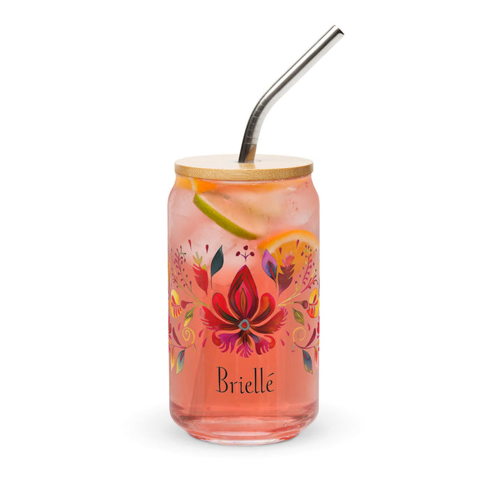 Brielle Exclusive Name Art Piece Can-Shaped Glass Home Office Work Mexican Spanish Pride Gift Cup One-Of-A-Kind Calligraphy Glass | B11 Mexicada