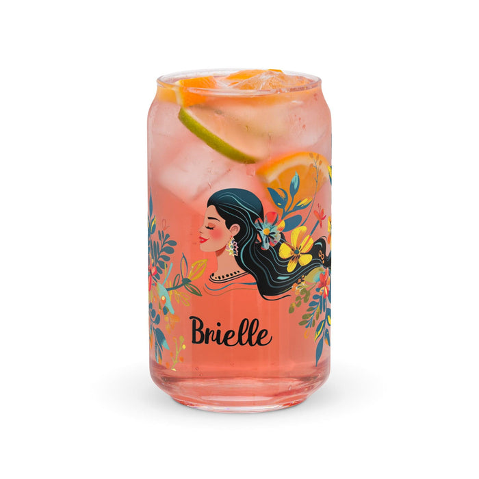 Brielle Exclusive Name Art Piece Can-Shaped Glass Home Office Work Mexican Spanish Pride Gift Cup One-Of-A-Kind Calligraphy Glass | B12 Mexicada