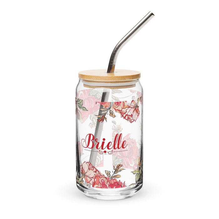 Brielle Exclusive Name Art Piece Can-Shaped Glass Home Office Work Mexican Spanish Pride Gift Cup One-Of-A-Kind Calligraphy Glass | B13 Mexicada 16 oz With Lid & Straw