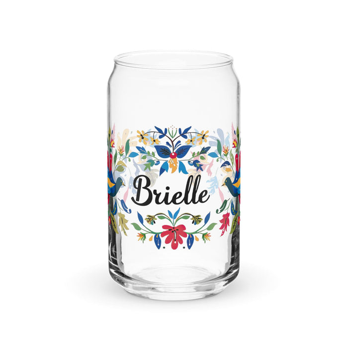 Brielle Exclusive Name Art Piece Can-Shaped Glass Home Office Work Mexican Spanish Pride Gift Cup One-Of-A-Kind Calligraphy Glass | B15 Mexicada 16 oz