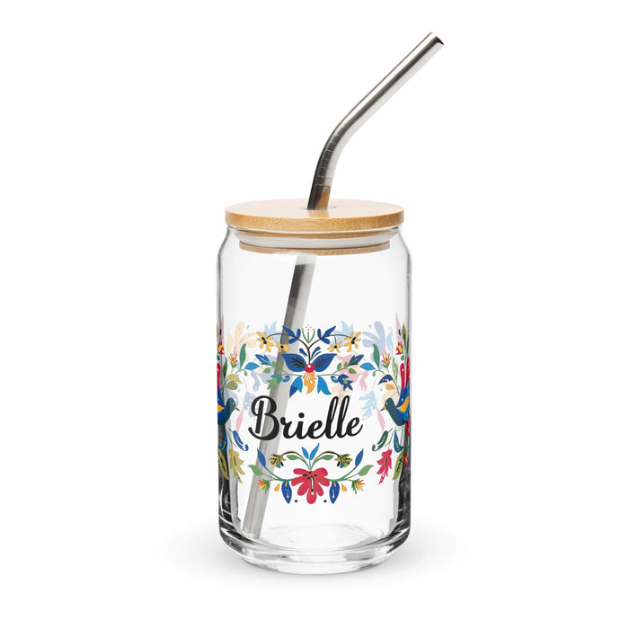 Brielle Exclusive Name Art Piece Can-Shaped Glass Home Office Work Mexican Spanish Pride Gift Cup One-Of-A-Kind Calligraphy Glass | B15 Mexicada 16 oz With Lid & Straw