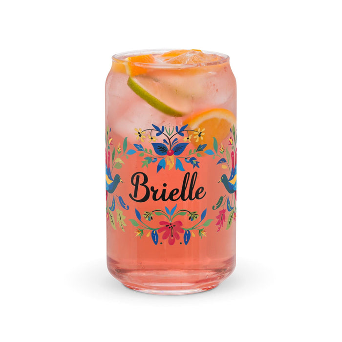 Brielle Exclusive Name Art Piece Can-Shaped Glass Home Office Work Mexican Spanish Pride Gift Cup One-Of-A-Kind Calligraphy Glass | B15 Mexicada