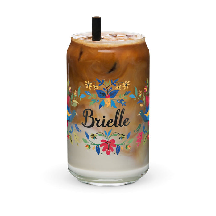 Brielle Exclusive Name Art Piece Can-Shaped Glass Home Office Work Mexican Spanish Pride Gift Cup One-Of-A-Kind Calligraphy Glass | B15 Mexicada