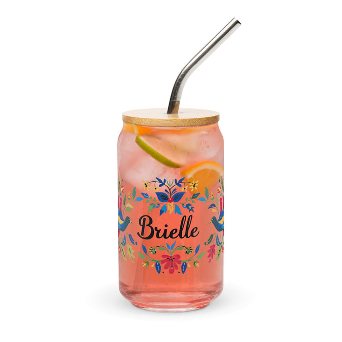 Brielle Exclusive Name Art Piece Can-Shaped Glass Home Office Work Mexican Spanish Pride Gift Cup One-Of-A-Kind Calligraphy Glass | B15 Mexicada