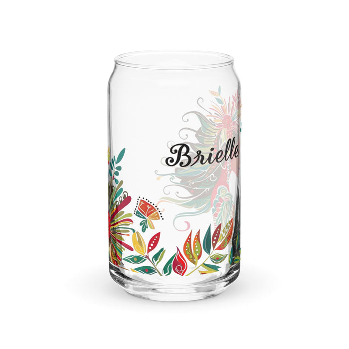 Brielle Exclusive Name Art Piece Can-Shaped Glass Home Office Work Mexican Spanish Pride Gift Cup One-Of-A-Kind Calligraphy Glass | B16 Mexicada