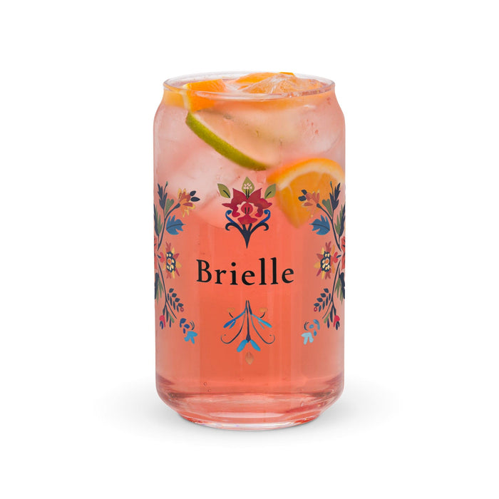 Brielle Exclusive Name Art Piece Can-Shaped Glass Home Office Work Mexican Spanish Pride Gift Cup One-Of-A-Kind Calligraphy Glass | B17 Mexicada