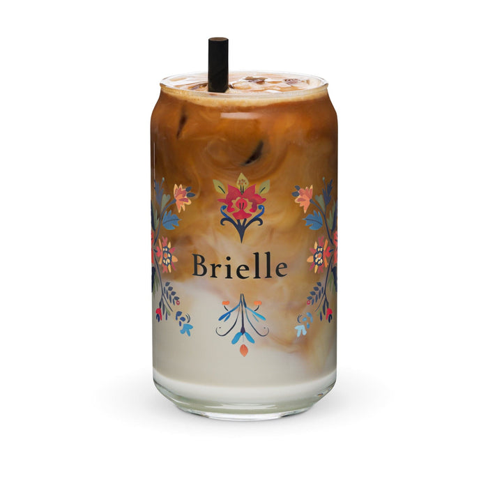 Brielle Exclusive Name Art Piece Can-Shaped Glass Home Office Work Mexican Spanish Pride Gift Cup One-Of-A-Kind Calligraphy Glass | B17 Mexicada