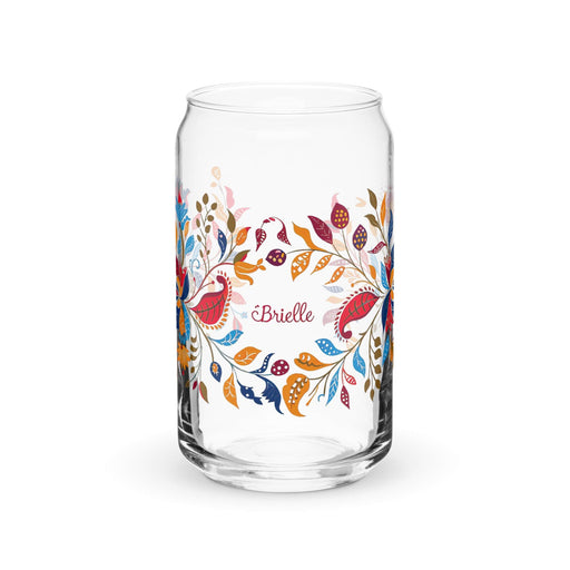 Brielle Exclusive Name Art Piece Can-Shaped Glass Home Office Work Mexican Spanish Pride Gift Cup One-Of-A-Kind Calligraphy Glass | B20 Mexicada 16 oz