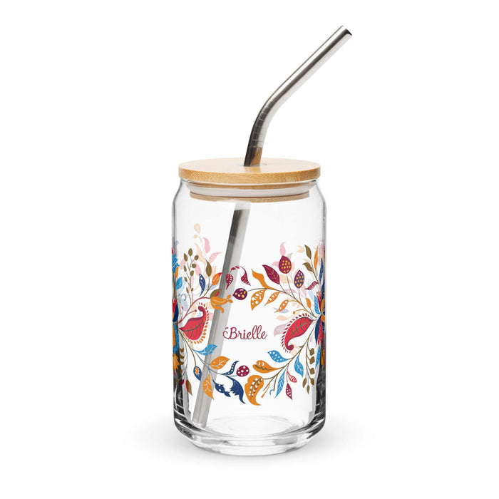 Brielle Exclusive Name Art Piece Can-Shaped Glass Home Office Work Mexican Spanish Pride Gift Cup One-Of-A-Kind Calligraphy Glass | B20 Mexicada 16 oz With Lid & Straw