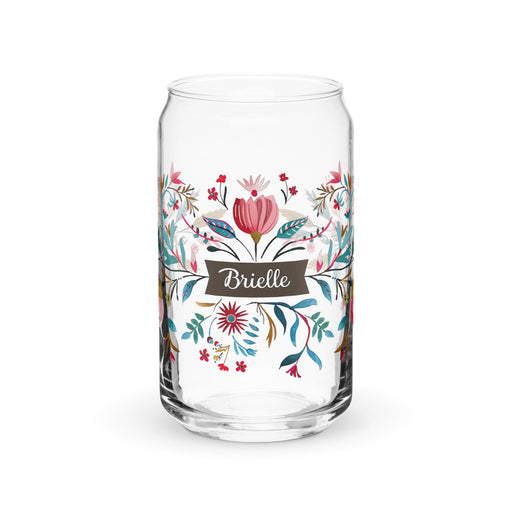 Brielle Exclusive Name Art Piece Can-Shaped Glass Home Office Work Mexican Spanish Pride Gift Cup One-Of-A-Kind Calligraphy Glass | B5 Mexicada 16 oz