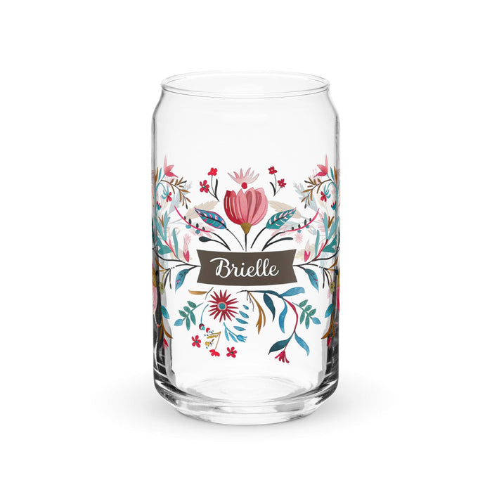 Brielle Exclusive Name Art Piece Can-Shaped Glass Home Office Work Mexican Spanish Pride Gift Cup One-Of-A-Kind Calligraphy Glass | B5 Mexicada 16 oz