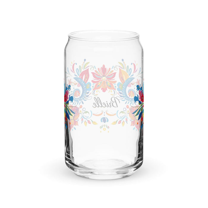 Brielle Exclusive Name Art Piece Can-Shaped Glass Home Office Work Mexican Spanish Pride Gift Cup One-Of-A-Kind Calligraphy Glass | B6 Mexicada