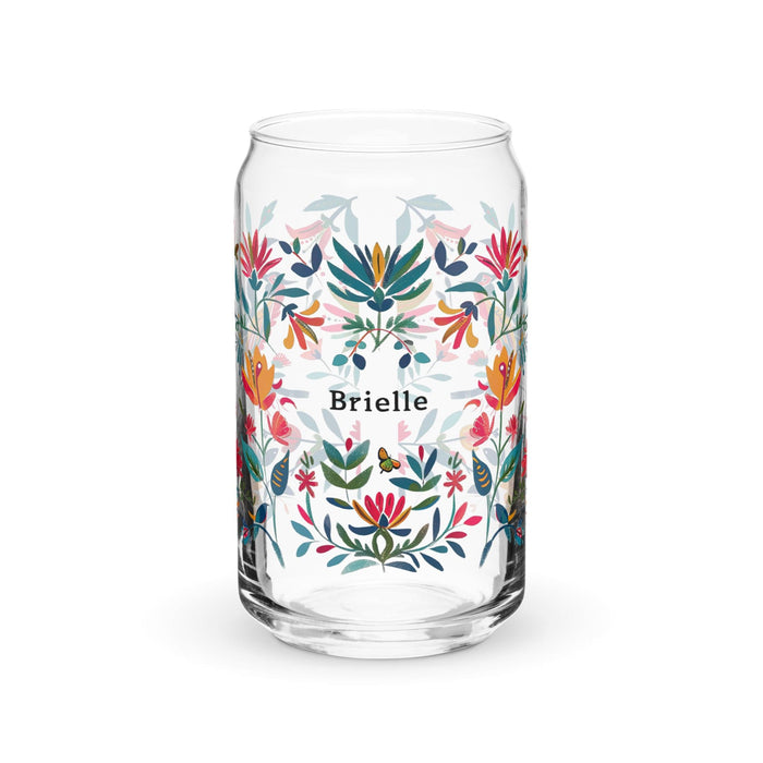 Brielle Exclusive Name Art Piece Can-Shaped Glass Home Office Work Mexican Spanish Pride Gift Cup One-Of-A-Kind Calligraphy Glass | B7 Mexicada 16 oz (No Lid No Straw)