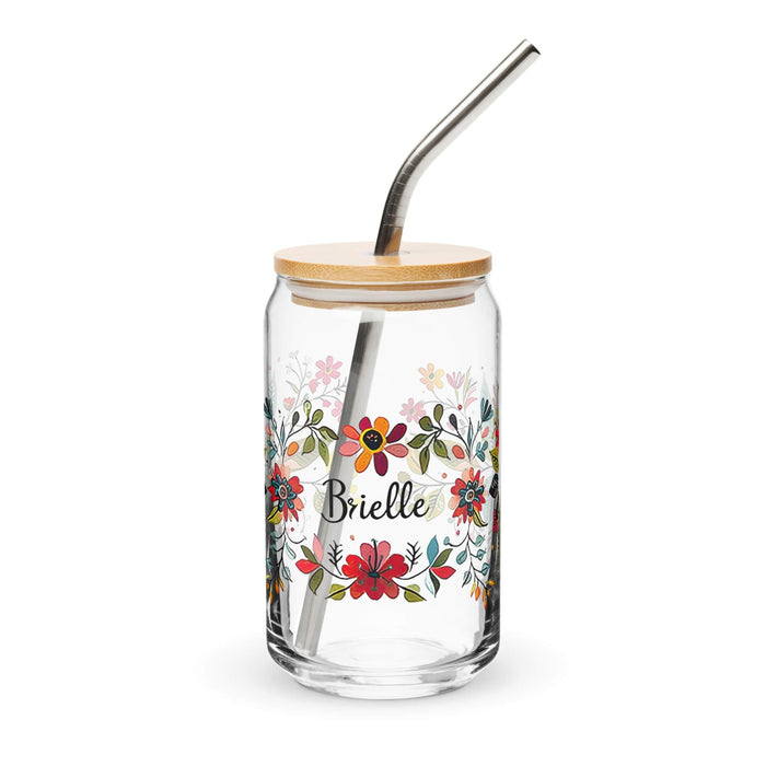 Brielle Exclusive Name Art Piece Can-Shaped Glass Home Office Work Mexican Spanish Pride Gift Cup One-Of-A-Kind Calligraphy Glass | B8 Mexicada 16 oz With Lid & Straw