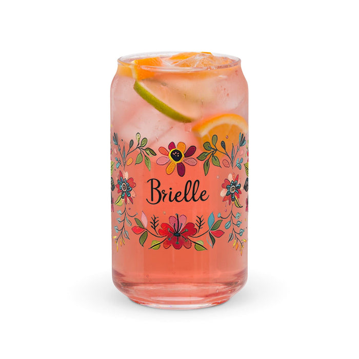 Brielle Exclusive Name Art Piece Can-Shaped Glass Home Office Work Mexican Spanish Pride Gift Cup One-Of-A-Kind Calligraphy Glass | B8 Mexicada