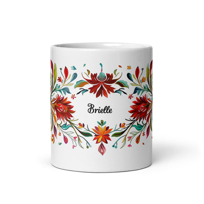 Brielle Exclusive Name Art Piece Home Office Work Coffee Mug Mexican Spanish Pride Gift Cup One-Of-A-Kind Calligraphy White Glossy Mug | B1 Mexicada