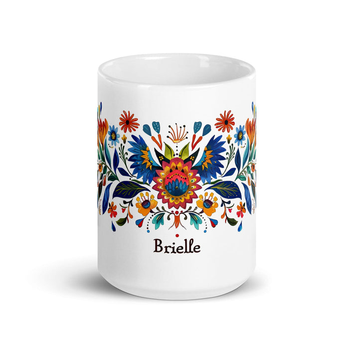 Brielle Exclusive Name Art Piece Home Office Work Coffee Mug Mexican Spanish Pride Gift Cup One-Of-A-Kind Calligraphy White Glossy Mug | B10 Mexicada