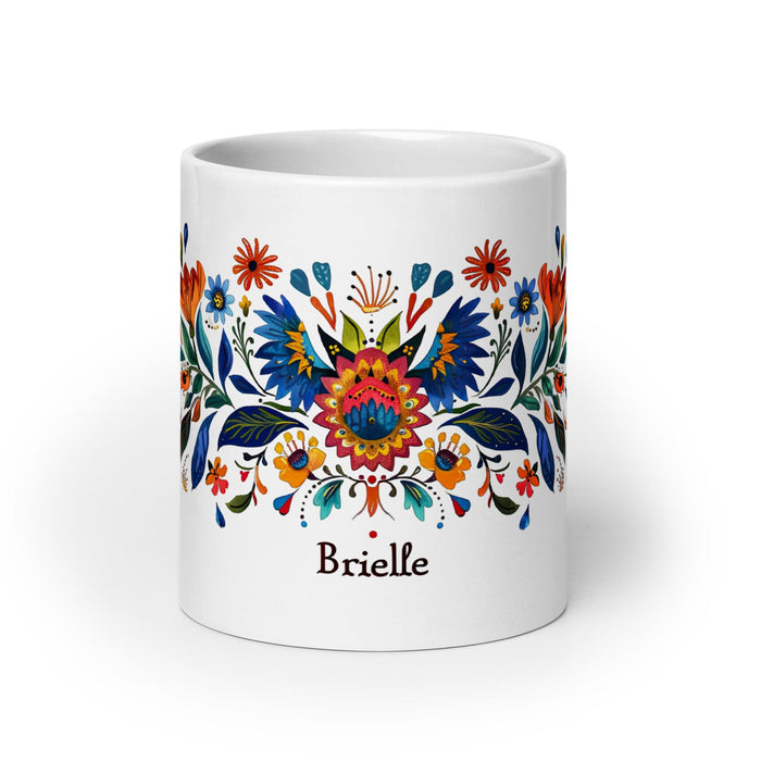 Brielle Exclusive Name Art Piece Home Office Work Coffee Mug Mexican Spanish Pride Gift Cup One-Of-A-Kind Calligraphy White Glossy Mug | B10 Mexicada