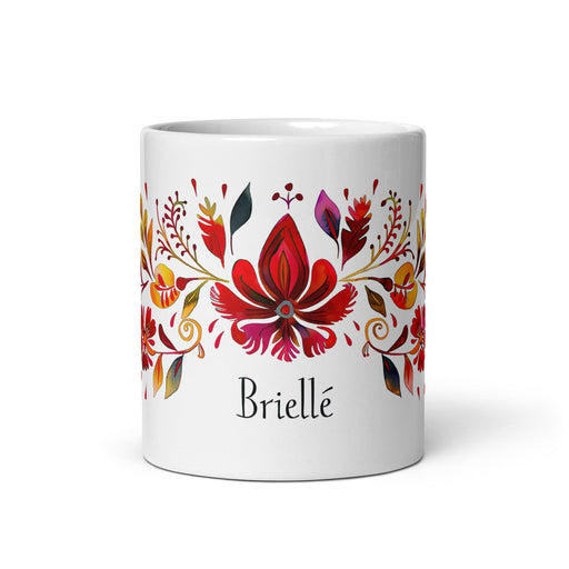 Brielle Exclusive Name Art Piece Home Office Work Coffee Mug Mexican Spanish Pride Gift Cup One-Of-A-Kind Calligraphy White Glossy Mug | B11 Mexicada