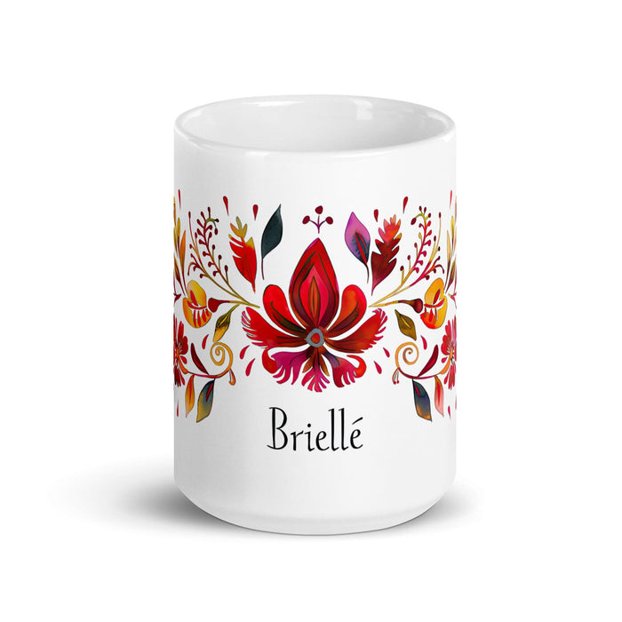 Brielle Exclusive Name Art Piece Home Office Work Coffee Mug Mexican Spanish Pride Gift Cup One-Of-A-Kind Calligraphy White Glossy Mug | B11 Mexicada