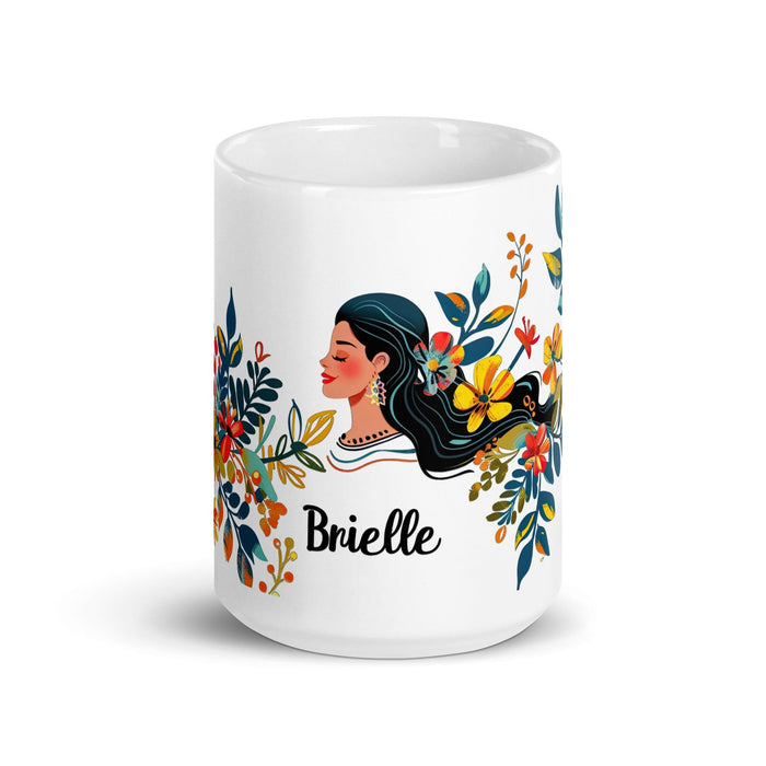 Brielle Exclusive Name Art Piece Home Office Work Coffee Mug Mexican Spanish Pride Gift Cup One-Of-A-Kind Calligraphy White Glossy Mug | B12 Mexicada