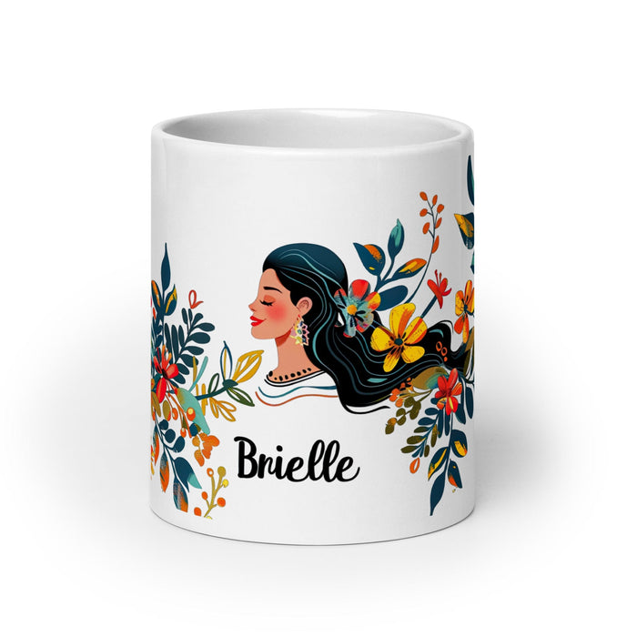 Brielle Exclusive Name Art Piece Home Office Work Coffee Mug Mexican Spanish Pride Gift Cup One-Of-A-Kind Calligraphy White Glossy Mug | B12 Mexicada