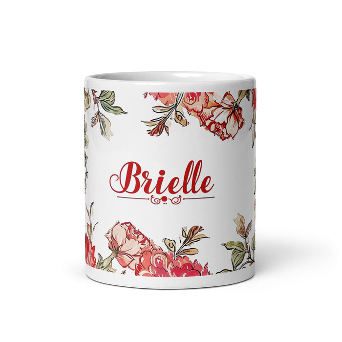 Brielle Exclusive Name Art Piece Home Office Work Coffee Mug Mexican Spanish Pride Gift Cup One-Of-A-Kind Calligraphy White Glossy Mug | B13 Mexicada