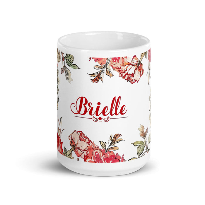 Brielle Exclusive Name Art Piece Home Office Work Coffee Mug Mexican Spanish Pride Gift Cup One-Of-A-Kind Calligraphy White Glossy Mug | B13 Mexicada