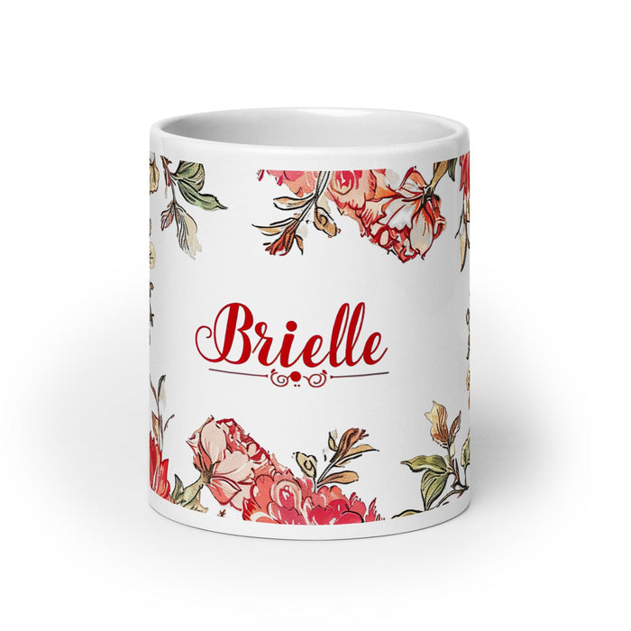 Brielle Exclusive Name Art Piece Home Office Work Coffee Mug Mexican Spanish Pride Gift Cup One-Of-A-Kind Calligraphy White Glossy Mug | B13 Mexicada