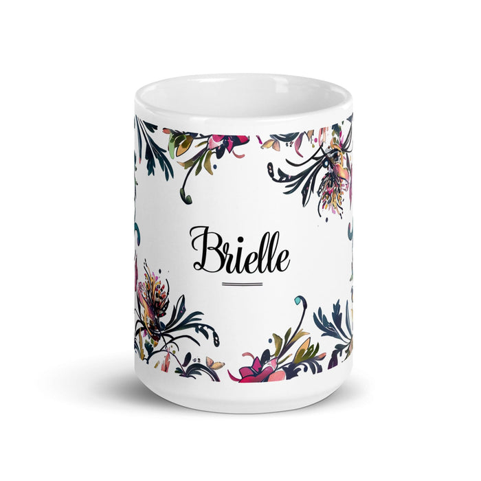 Brielle Exclusive Name Art Piece Home Office Work Coffee Mug Mexican Spanish Pride Gift Cup One-Of-A-Kind Calligraphy White Glossy Mug | B14 Mexicada