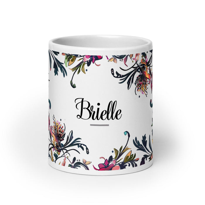 Brielle Exclusive Name Art Piece Home Office Work Coffee Mug Mexican Spanish Pride Gift Cup One-Of-A-Kind Calligraphy White Glossy Mug | B14 Mexicada