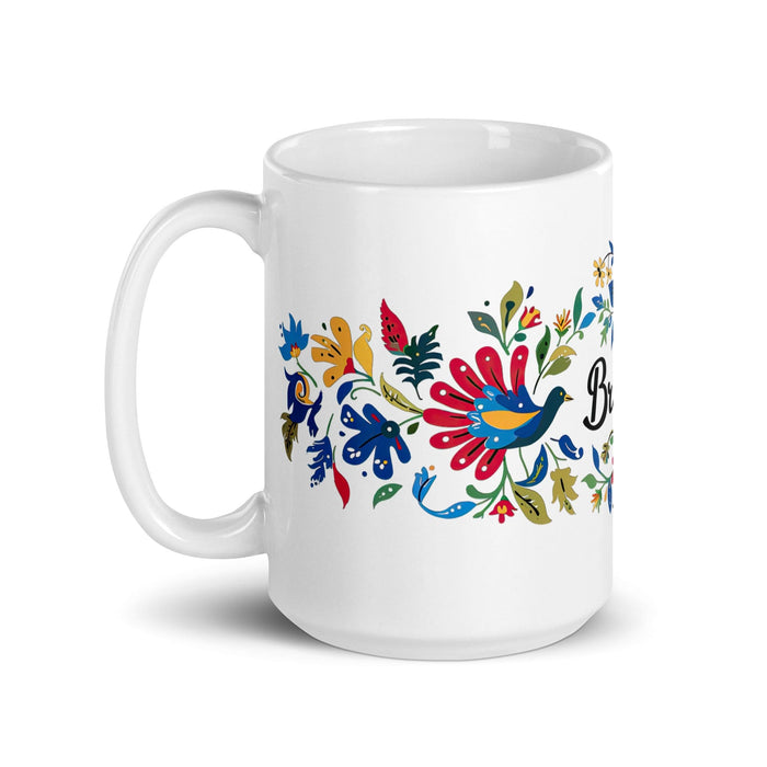 Brielle Exclusive Name Art Piece Home Office Work Coffee Mug Mexican Spanish Pride Gift Cup One-Of-A-Kind Calligraphy White Glossy Mug | B15 Mexicada