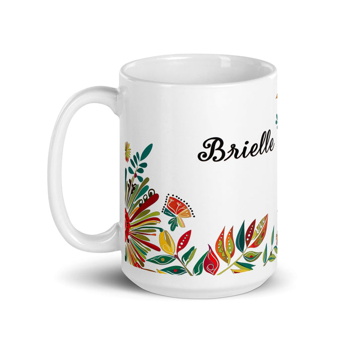 Brielle Exclusive Name Art Piece Home Office Work Coffee Mug Mexican Spanish Pride Gift Cup One-Of-A-Kind Calligraphy White Glossy Mug | B16 Mexicada