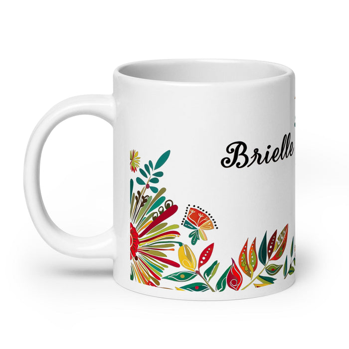 Brielle Exclusive Name Art Piece Home Office Work Coffee Mug Mexican Spanish Pride Gift Cup One-Of-A-Kind Calligraphy White Glossy Mug | B16 Mexicada