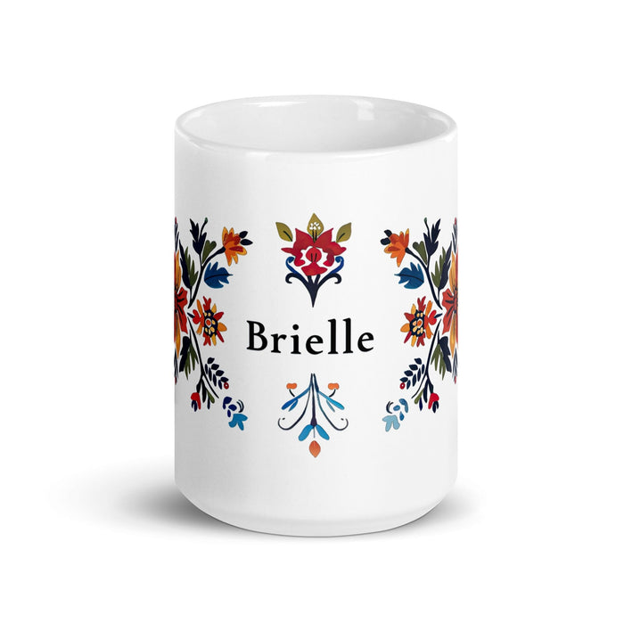 Brielle Exclusive Name Art Piece Home Office Work Coffee Mug Mexican Spanish Pride Gift Cup One-Of-A-Kind Calligraphy White Glossy Mug | B17 Mexicada