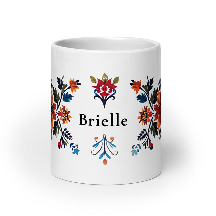 Brielle Exclusive Name Art Piece Home Office Work Coffee Mug Mexican Spanish Pride Gift Cup One-Of-A-Kind Calligraphy White Glossy Mug | B17 Mexicada