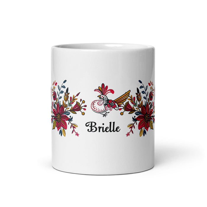 Brielle Exclusive Name Art Piece Home Office Work Coffee Mug Mexican Spanish Pride Gift Cup One-Of-A-Kind Calligraphy White Glossy Mug | B18 Mexicada