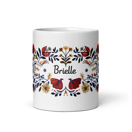 Brielle Exclusive Name Art Piece Home Office Work Coffee Mug Mexican Spanish Pride Gift Cup One-Of-A-Kind Calligraphy White Glossy Mug | B19 Mexicada