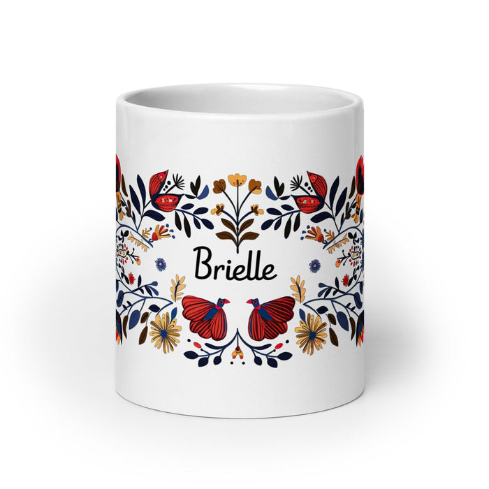 Brielle Exclusive Name Art Piece Home Office Work Coffee Mug Mexican Spanish Pride Gift Cup One-Of-A-Kind Calligraphy White Glossy Mug | B19 Mexicada