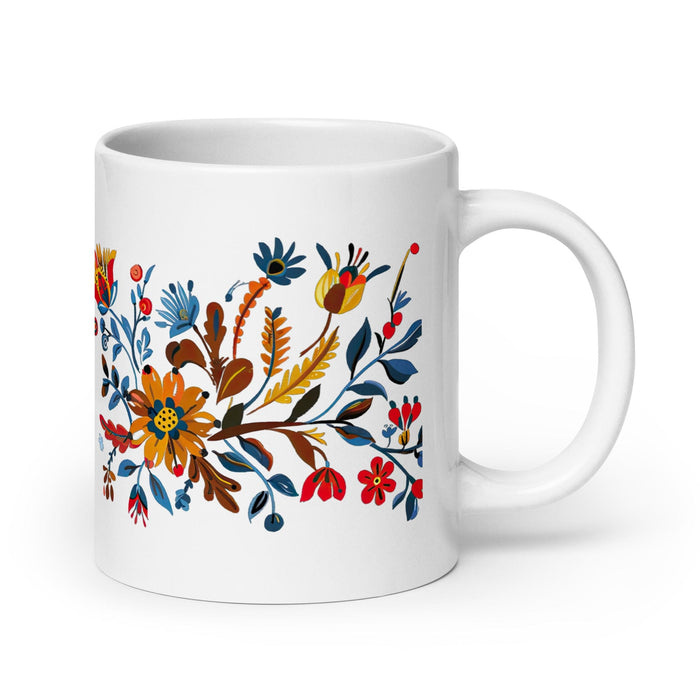 Brielle Exclusive Name Art Piece Home Office Work Coffee Mug Mexican Spanish Pride Gift Cup One-Of-A-Kind Calligraphy White Glossy Mug | B2 Mexicada 20 oz