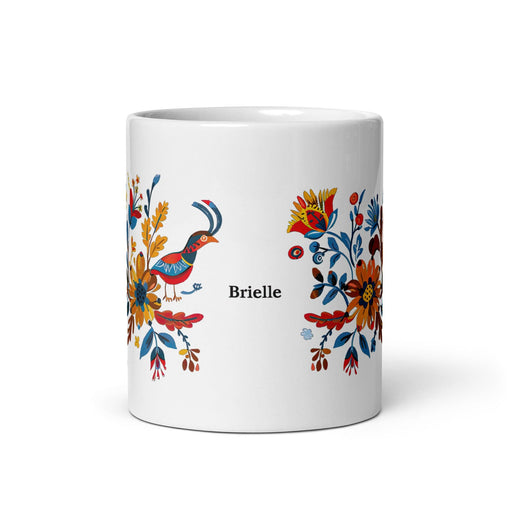 Brielle Exclusive Name Art Piece Home Office Work Coffee Mug Mexican Spanish Pride Gift Cup One-Of-A-Kind Calligraphy White Glossy Mug | B2 Mexicada