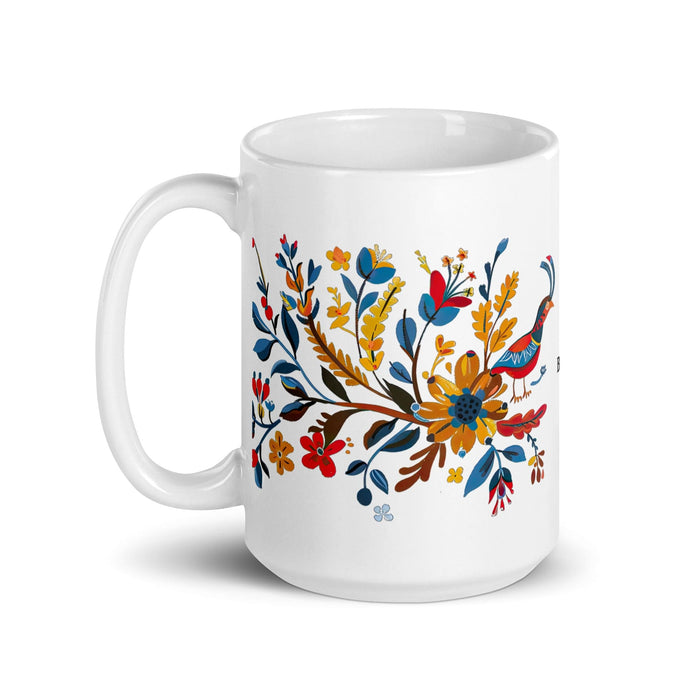 Brielle Exclusive Name Art Piece Home Office Work Coffee Mug Mexican Spanish Pride Gift Cup One-Of-A-Kind Calligraphy White Glossy Mug | B2 Mexicada