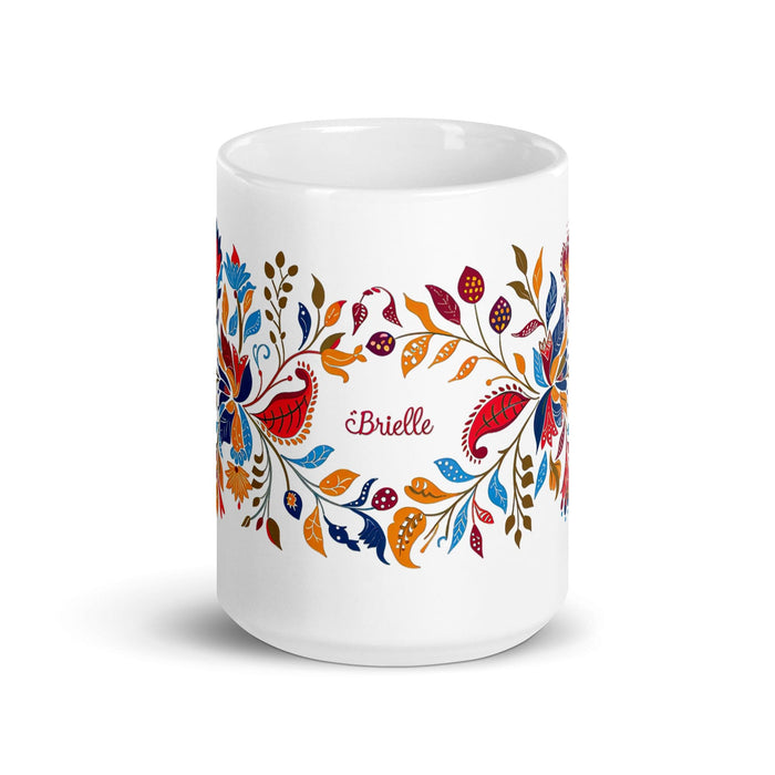 Brielle Exclusive Name Art Piece Home Office Work Coffee Mug Mexican Spanish Pride Gift Cup One-Of-A-Kind Calligraphy White Glossy Mug | B20 Mexicada