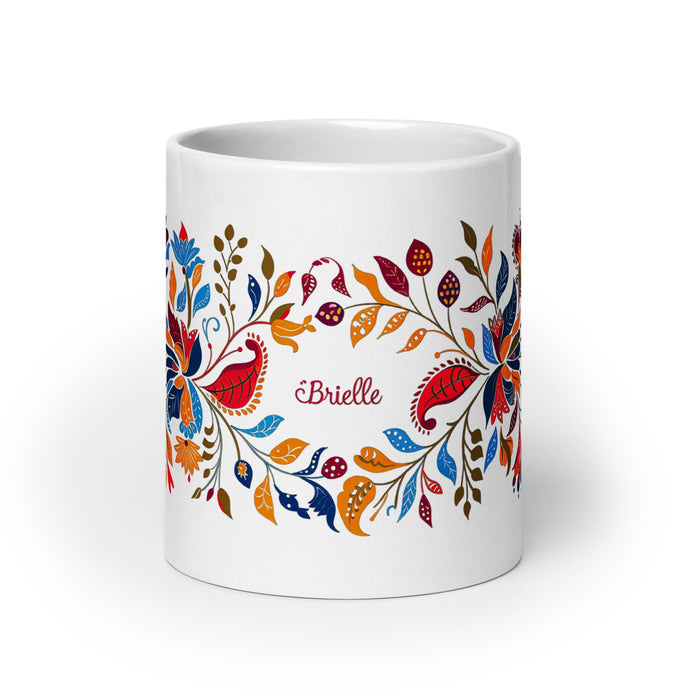 Brielle Exclusive Name Art Piece Home Office Work Coffee Mug Mexican Spanish Pride Gift Cup One-Of-A-Kind Calligraphy White Glossy Mug | B20 Mexicada